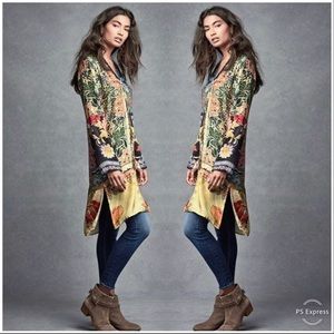 JOHNNY WAS 100% SILK SHIRO BOHO CHIC CARDIGAN